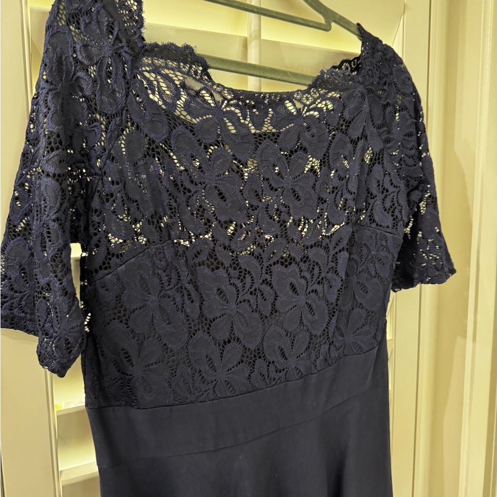 Chic Navy Lace Long Sleeve Dress